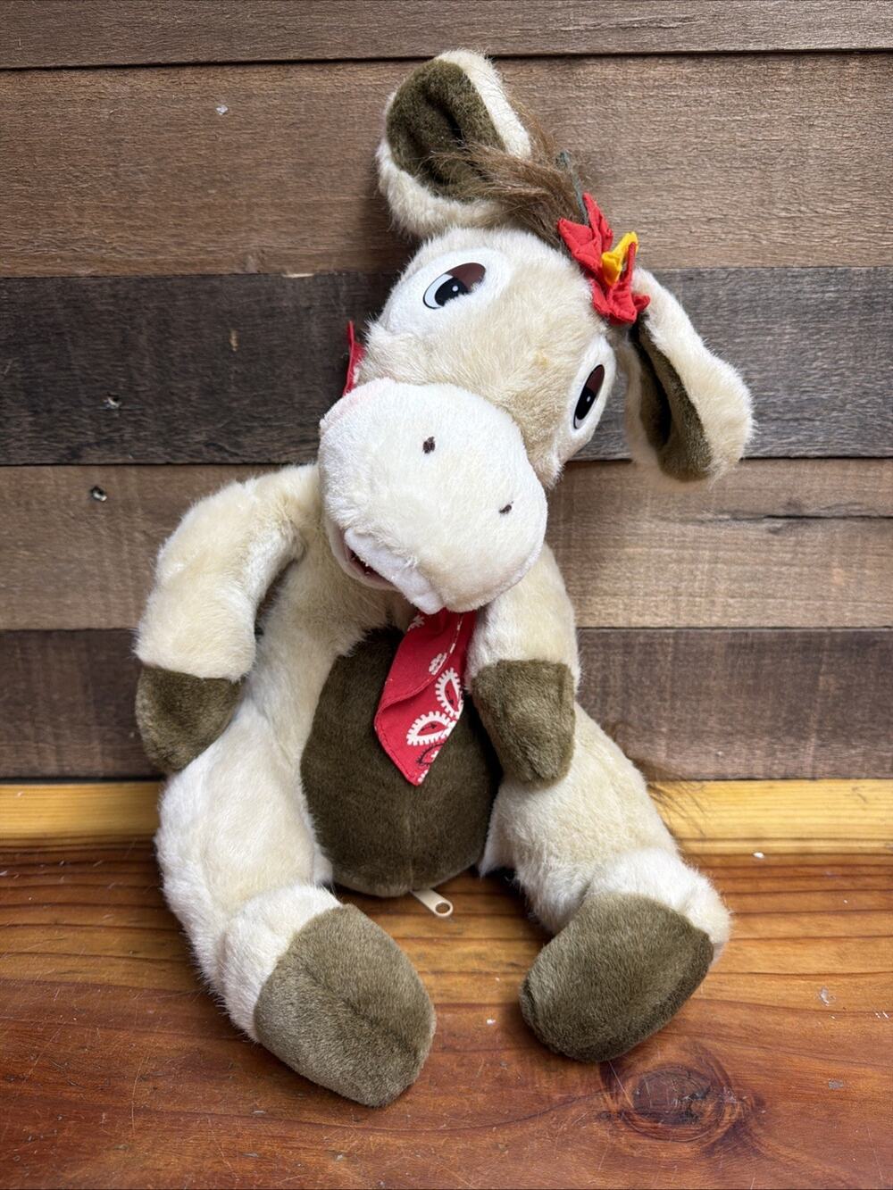 Rare Vintage House of Lloyd Muletide Caroler Christmas Donkey 18" Musical Plush